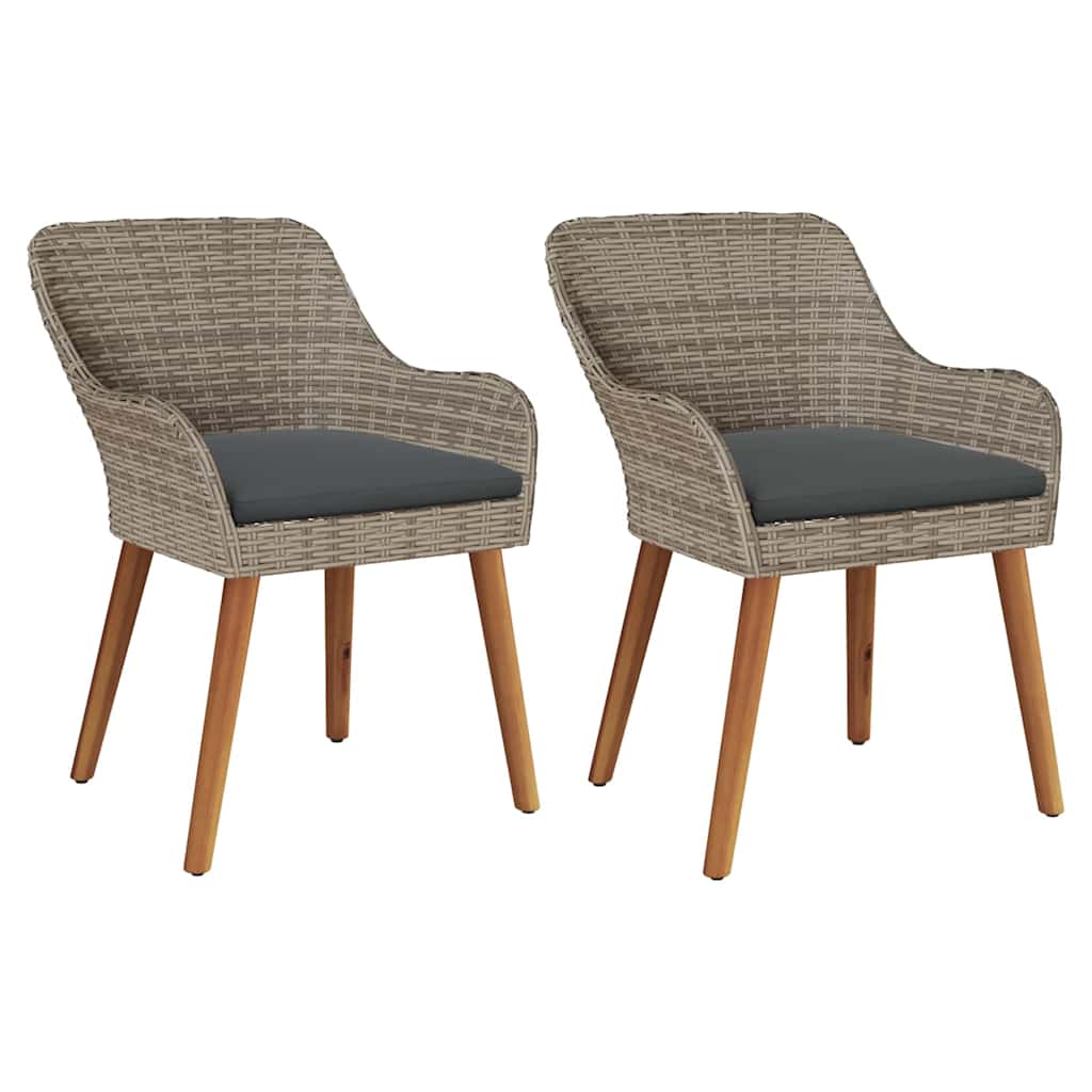 Tuinstoel met kussen 2 pcs Zwart 62,5 x 55 x 82 cm poly rattan