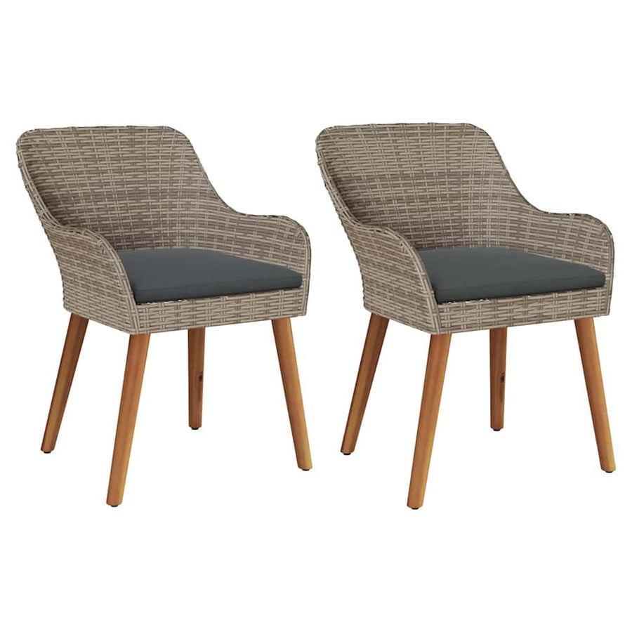 Tuinstoel met kussen 2 pcs Zwart 62,5 x 55 x 82 cm poly rattan