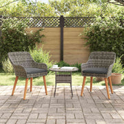 Tuinstoel poly rattan grijs met kussen 2 stuks
