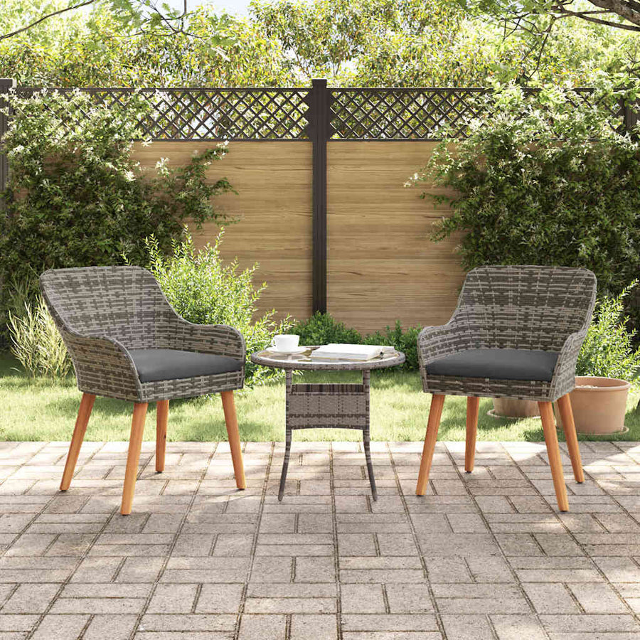Tuinstoel met kussen 2 pcs Grijs 62,5 x 55 x 82 cm poly rattan