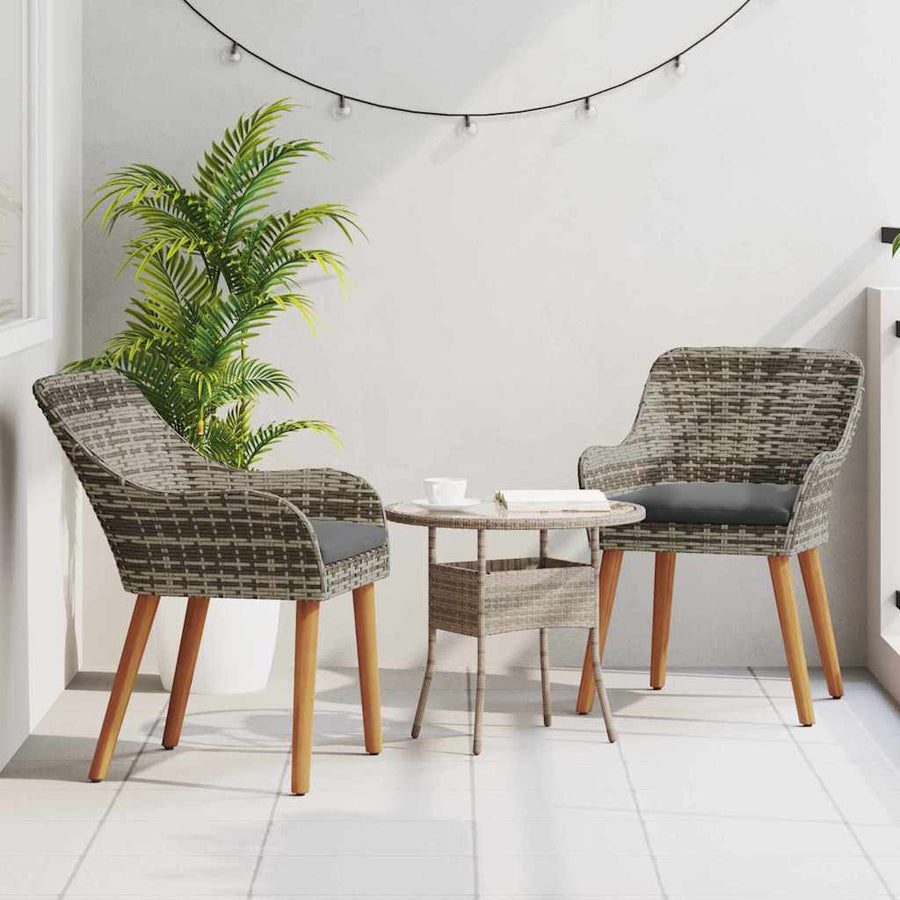 Tuinstoel met kussen 2 pcs Grijs 62,5 x 55 x 82 cm poly rattan