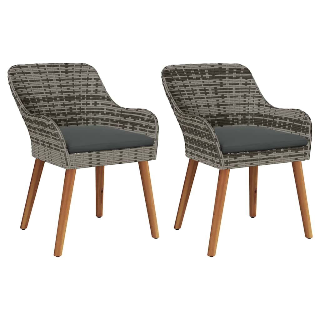 Tuinstoel met kussen 2 pcs Grijs 62,5 x 55 x 82 cm poly rattan