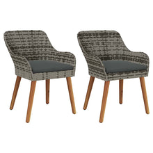 Tuinstoel met kussen 2 pcs Grijs 62,5 x 55 x 82 cm poly rattan