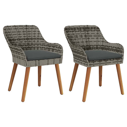 Tuinstoel met kussen 2 pcs Grijs 62,5 x 55 x 82 cm poly rattan