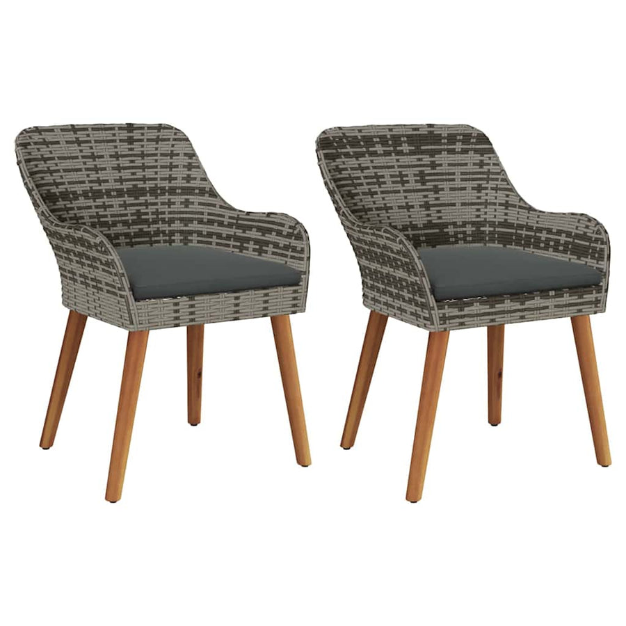 Tuinstoel met kussen 2 pcs Grijs 62,5 x 55 x 82 cm poly rattan