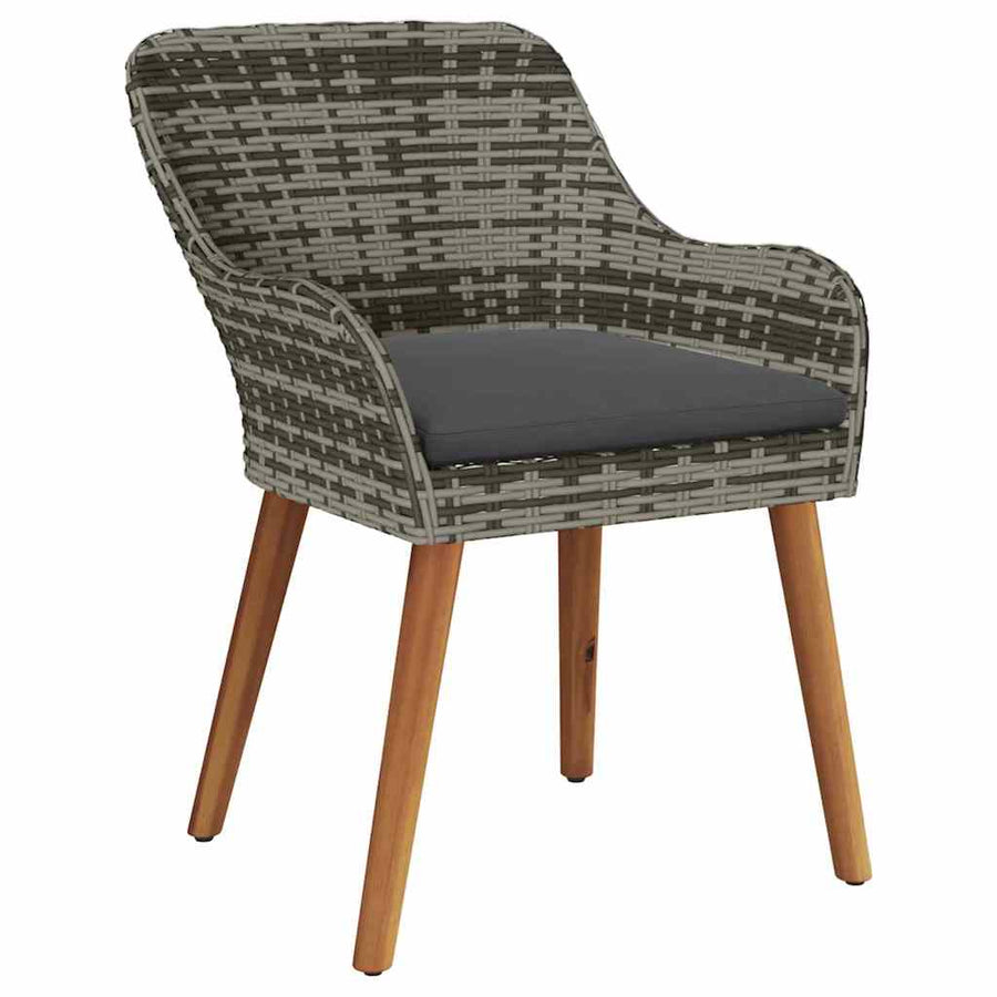 Tuinstoel met kussen 2 pcs Grijs 62,5 x 55 x 82 cm poly rattan
