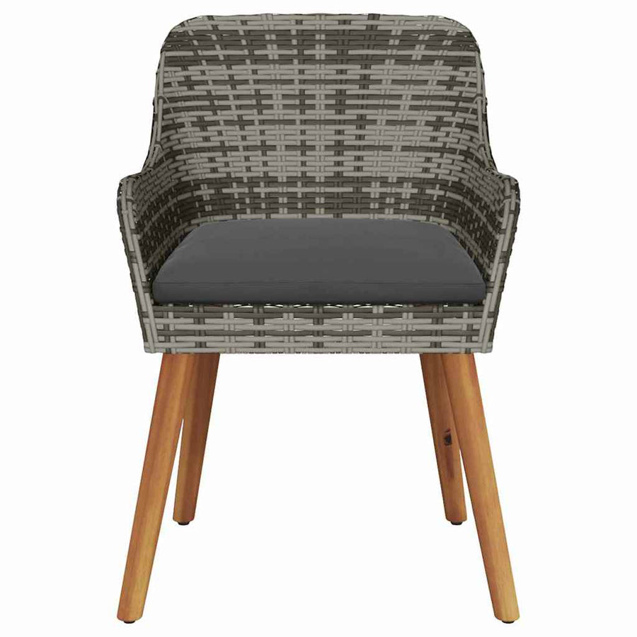 Tuinstoel met kussen 2 pcs Grijs 62,5 x 55 x 82 cm poly rattan