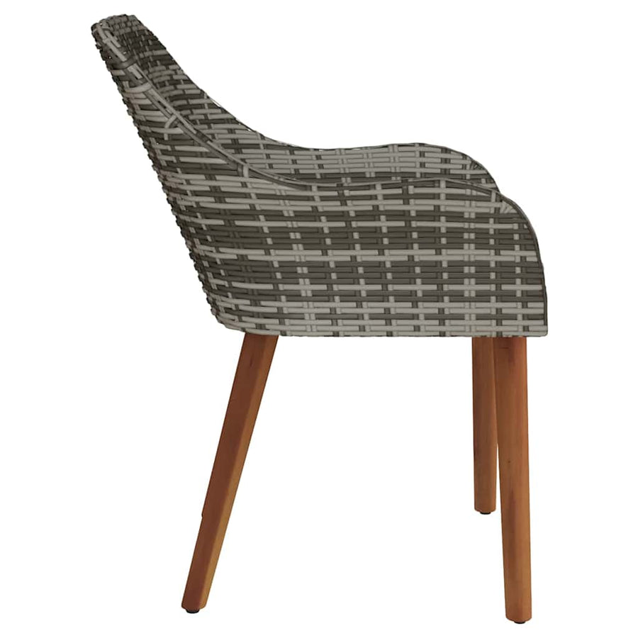 Tuinstoel met kussen 2 pcs Grijs 62,5 x 55 x 82 cm poly rattan