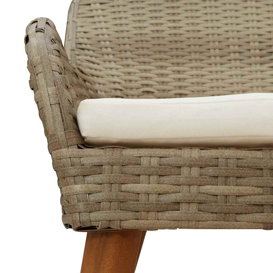 Tuinstoel Met Kussen 2 Pcs 62,5 X 55 X 82 Cm Poly Rattan Beige