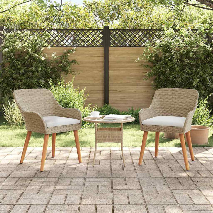 Tuinstoel Met Kussen 2 Pcs 62,5 X 55 X 82 Cm Poly Rattan Beige