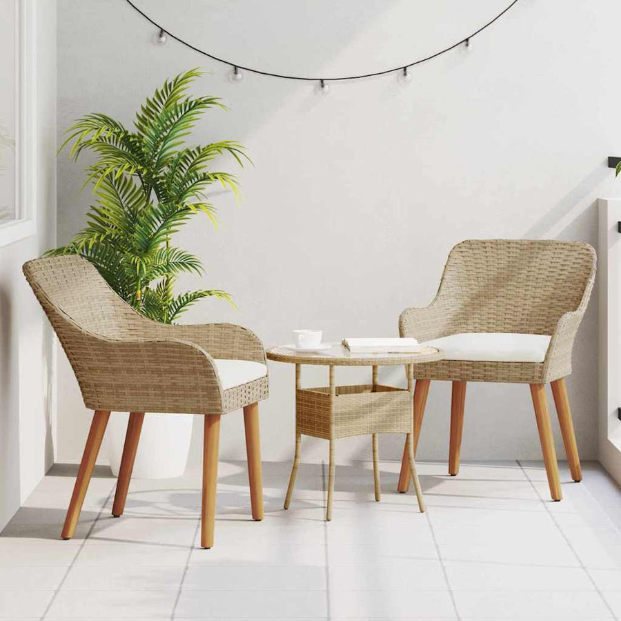 Tuinstoel Met Kussen 2 Pcs 62,5 X 55 X 82 Cm Poly Rattan Beige