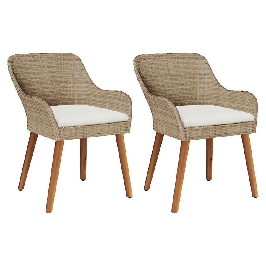 Tuinstoel Met Kussen 2 Pcs 62,5 X 55 X 82 Cm Poly Rattan Beige