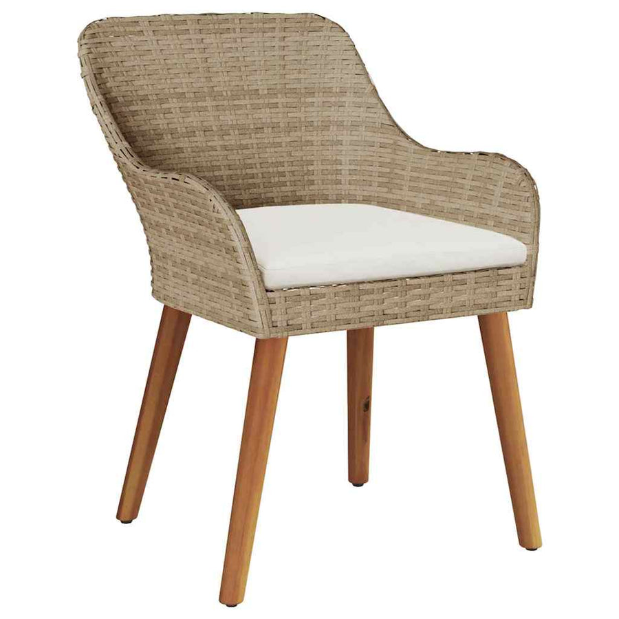 Tuinstoel Met Kussen 2 Pcs 62,5 X 55 X 82 Cm Poly Rattan Beige