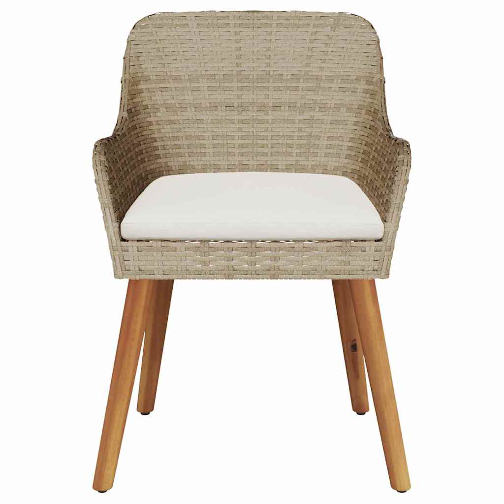 Tuinstoel Met Kussen 2 Pcs 62,5 X 55 X 82 Cm Poly Rattan Beige