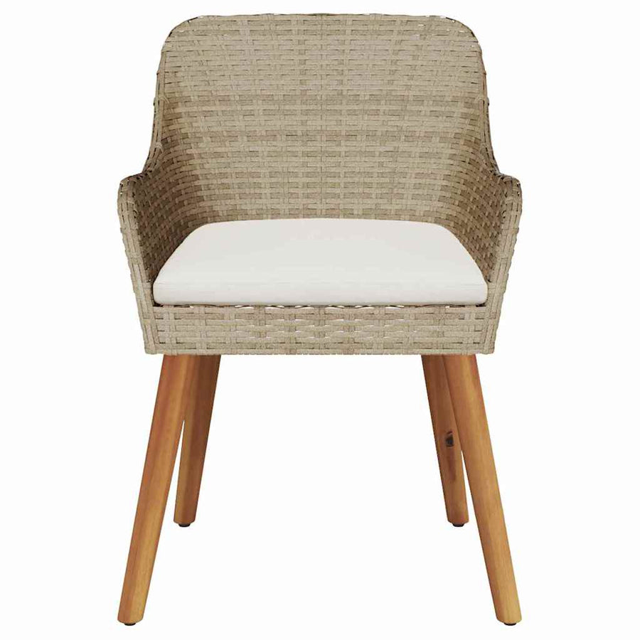 Tuinstoel Met Kussen 2 Pcs 62,5 X 55 X 82 Cm Poly Rattan Beige