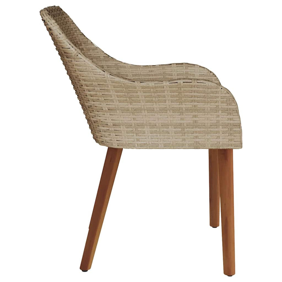 Tuinstoel Met Kussen 2 Pcs 62,5 X 55 X 82 Cm Poly Rattan Beige