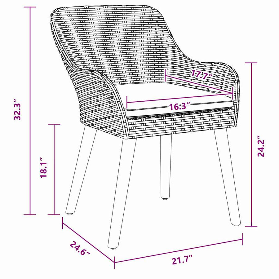 Tuinstoel Met Kussen 2 Pcs 62,5 X 55 X 82 Cm Poly Rattan Beige