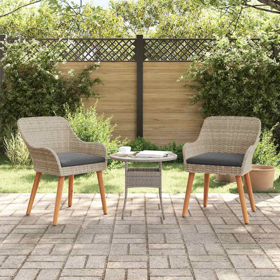 Tuinstoel 2 Pcs 62,5 X 55 X 82 Cm Poly Rattan Lichtgrijs