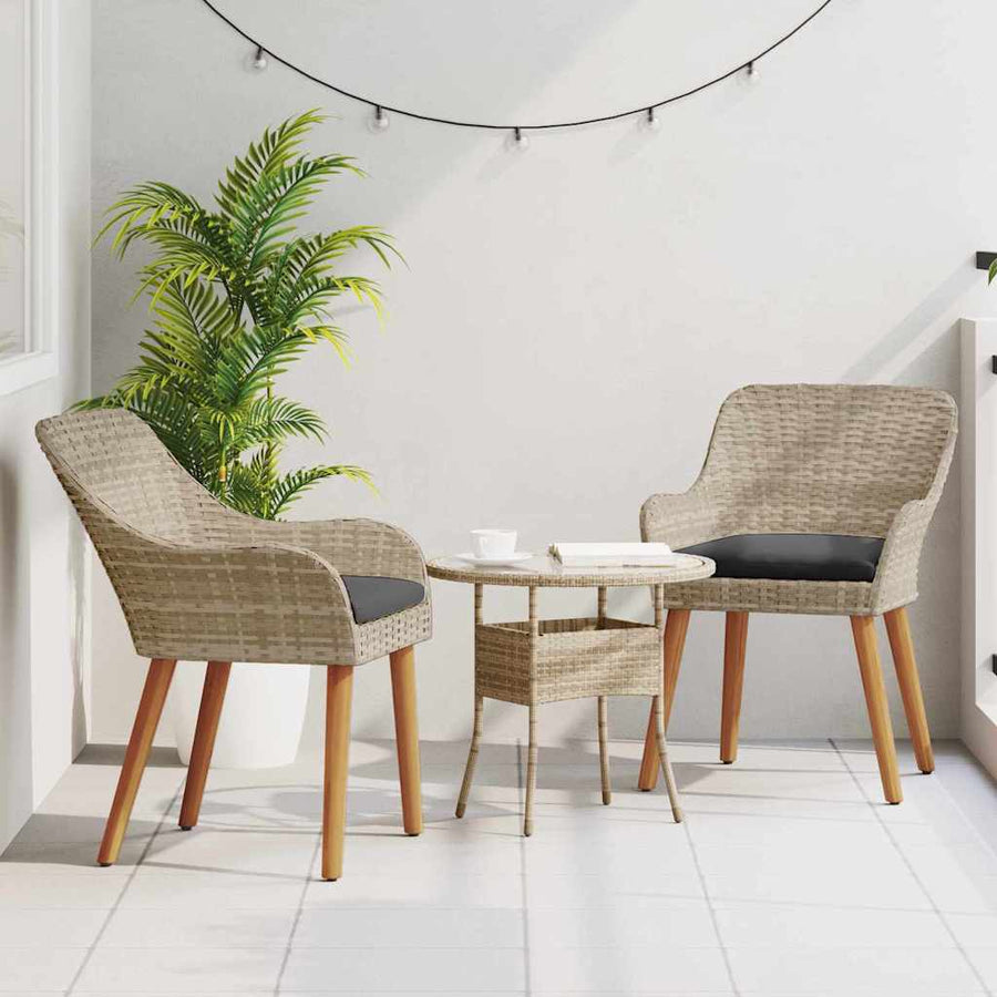 Tuinstoel 2 Pcs 62,5 X 55 X 82 Cm Poly Rattan Lichtgrijs