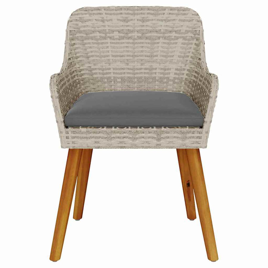 Tuinstoel 2 Pcs 62,5 X 55 X 82 Cm Poly Rattan Lichtgrijs