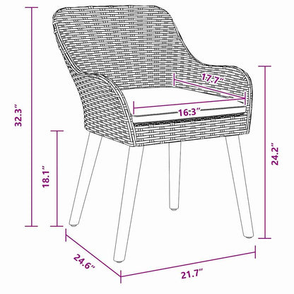 Tuinstoel 2 Pcs 62,5 X 55 X 82 Cm Poly Rattan Lichtgrijs