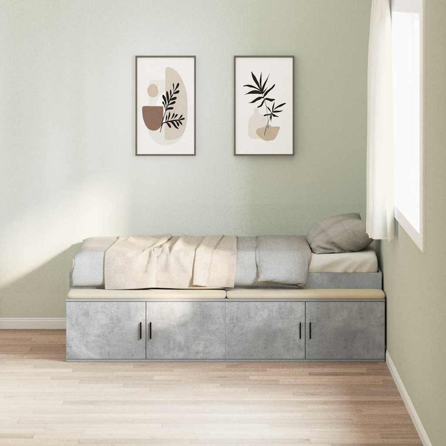Bedframe met lade Beton Grijs 100 x 200 cm Bewerkt hout