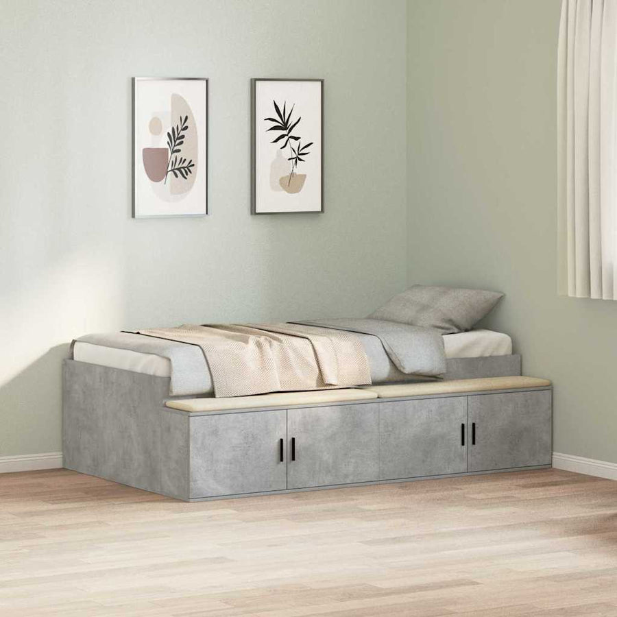 Bedframe met lade Beton Grijs 100 x 200 cm Bewerkt hout