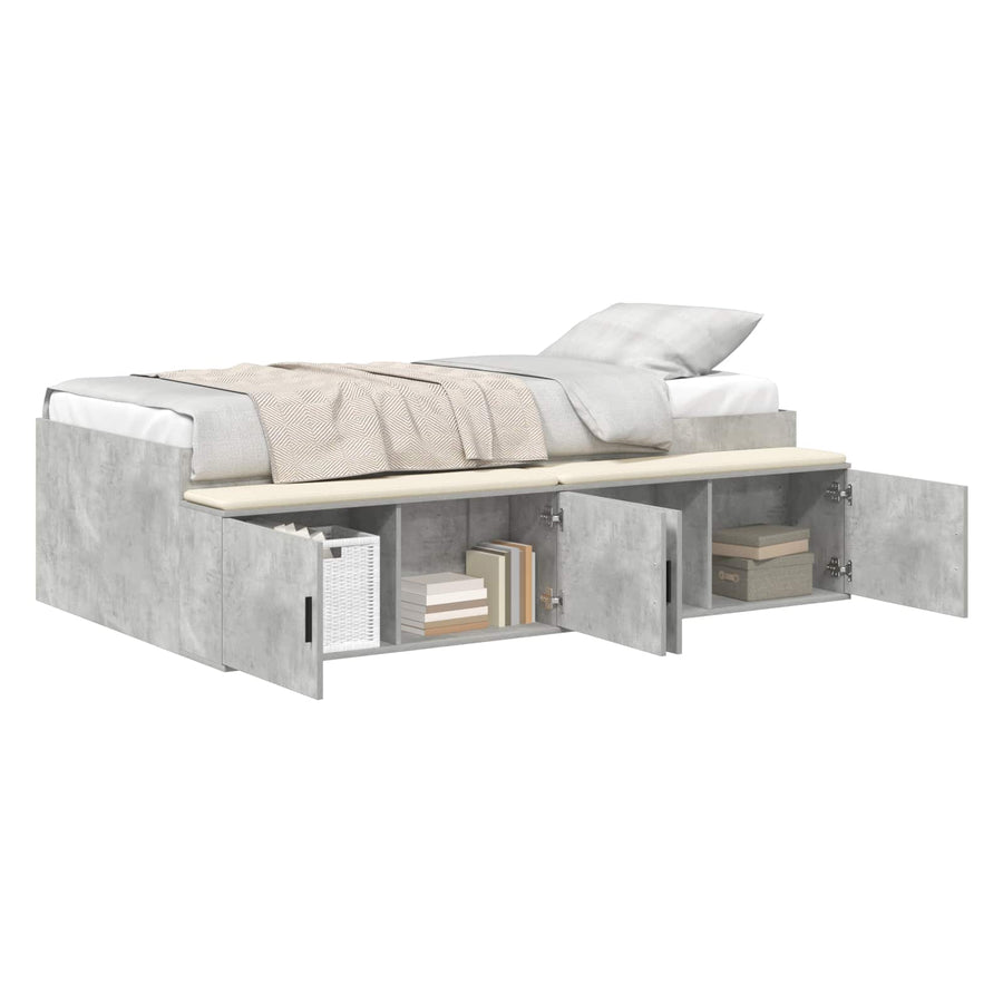 Bedframe met lade Beton Grijs 100 x 200 cm Bewerkt hout