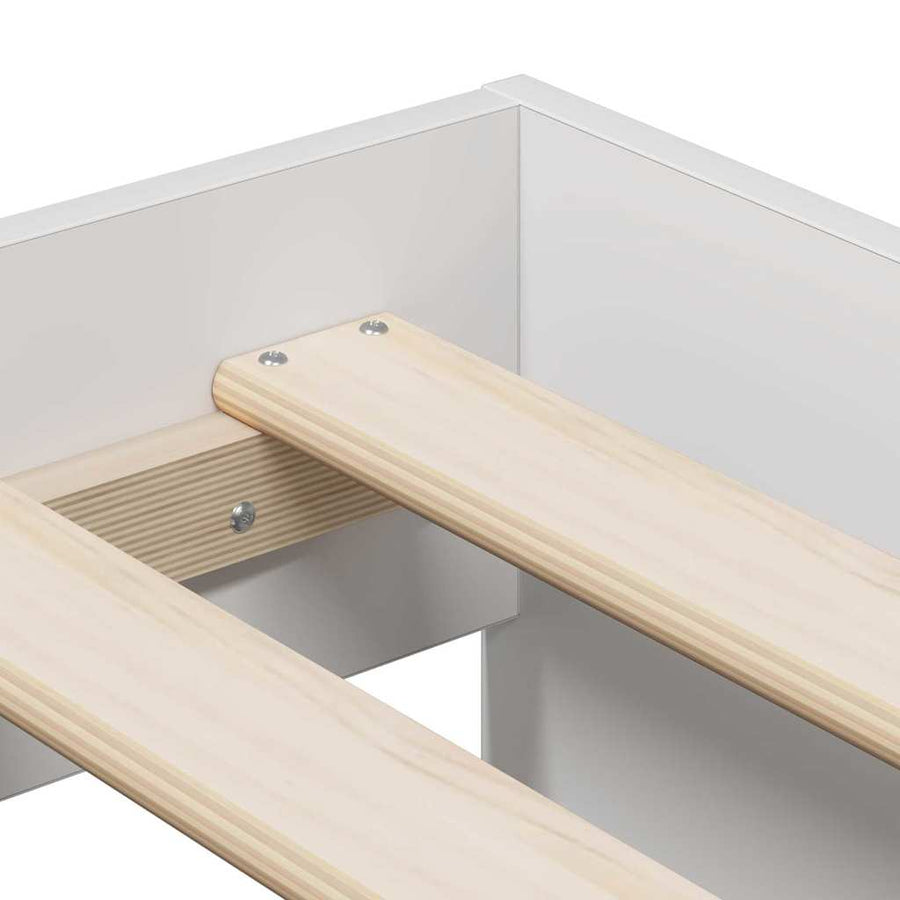 Bedframe Met Lade Met Opslag Bewerkt Hout Wit