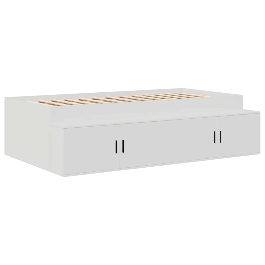 Bedframe Met Lade Met Opslag Bewerkt Hout Wit