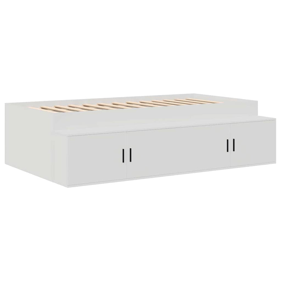 Bedframe Met Lade Met Opslag Bewerkt Hout Wit