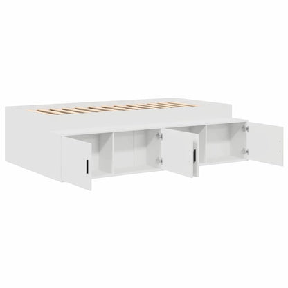 Bedframe Met Lade Met Opslag Bewerkt Hout Wit