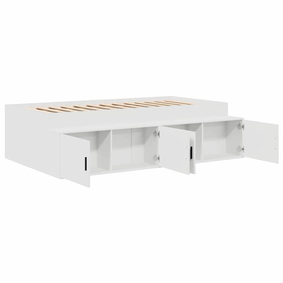 Bedframe Met Lade Met Opslag Bewerkt Hout Wit