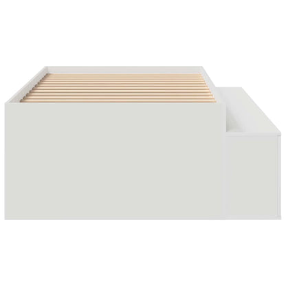 Bedframe Met Lade Met Opslag Bewerkt Hout Wit