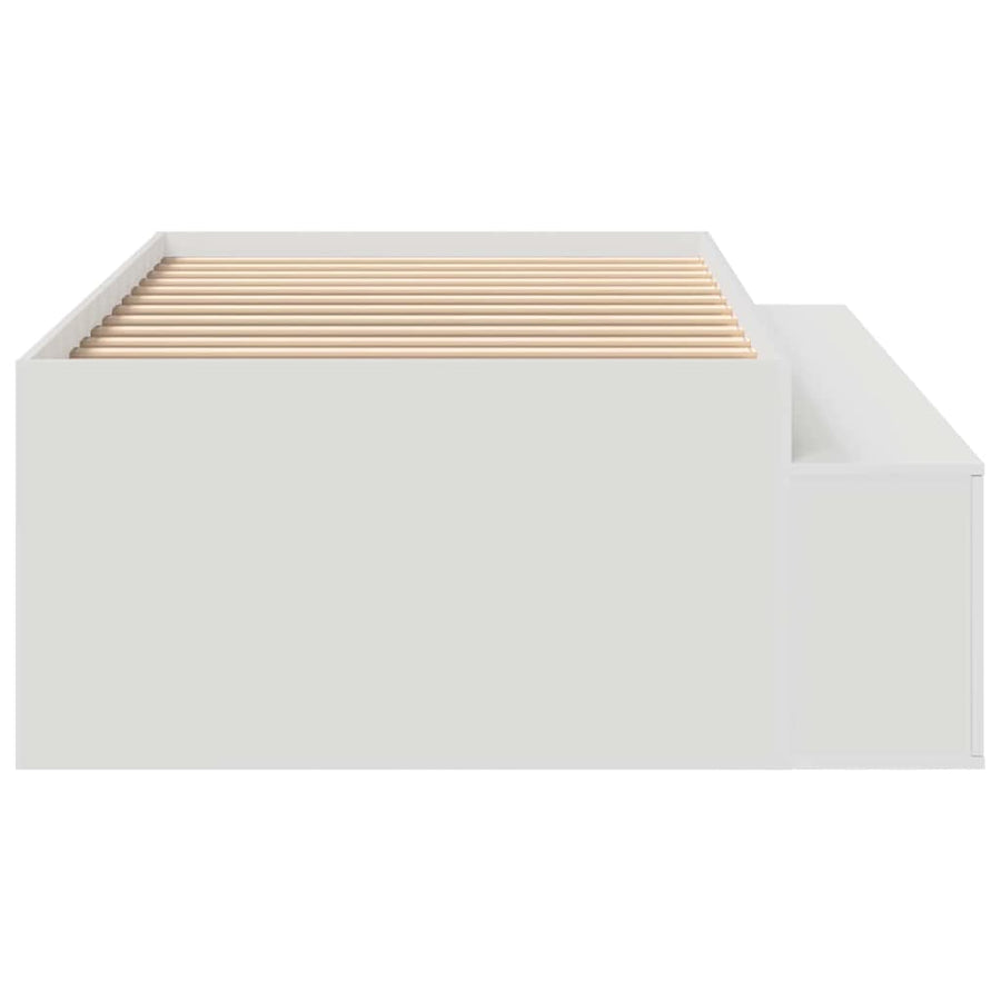 Bedframe Met Lade Met Opslag Bewerkt Hout Wit