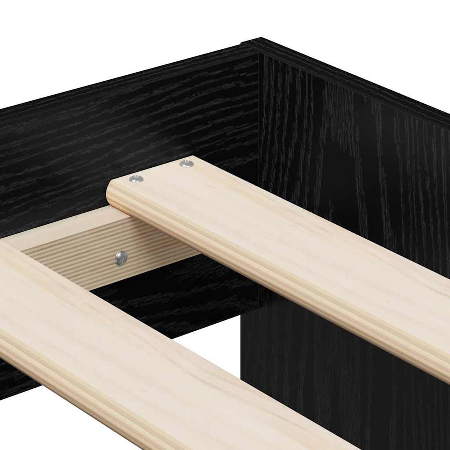 Bedframe met lade Zwart Eiken 90 x 190 cm Bewerkt hout