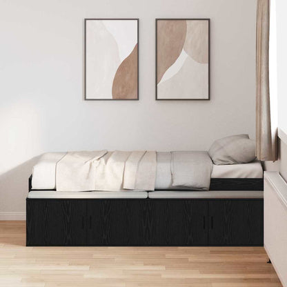 Bedframe met lade Zwart Eiken 90 x 190 cm Bewerkt hout