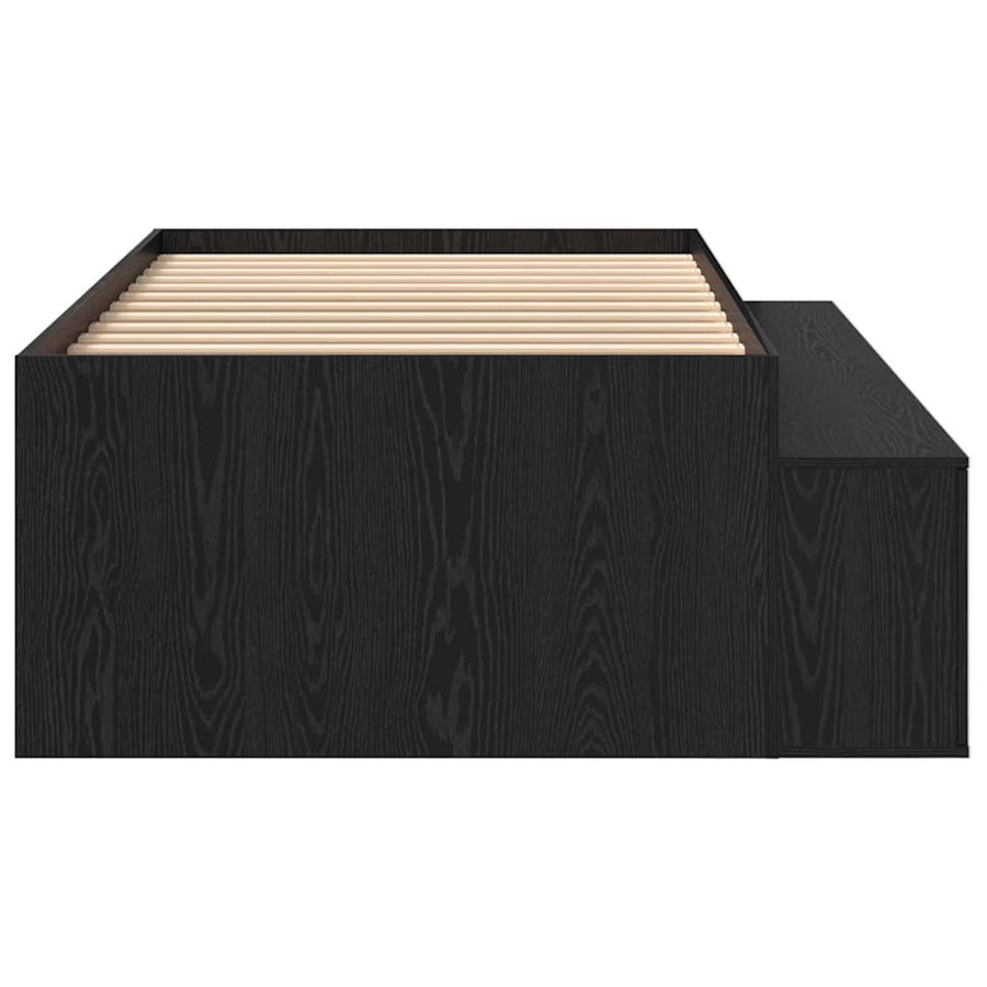 Bedframe met lade Zwart Eiken 90 x 190 cm Bewerkt hout