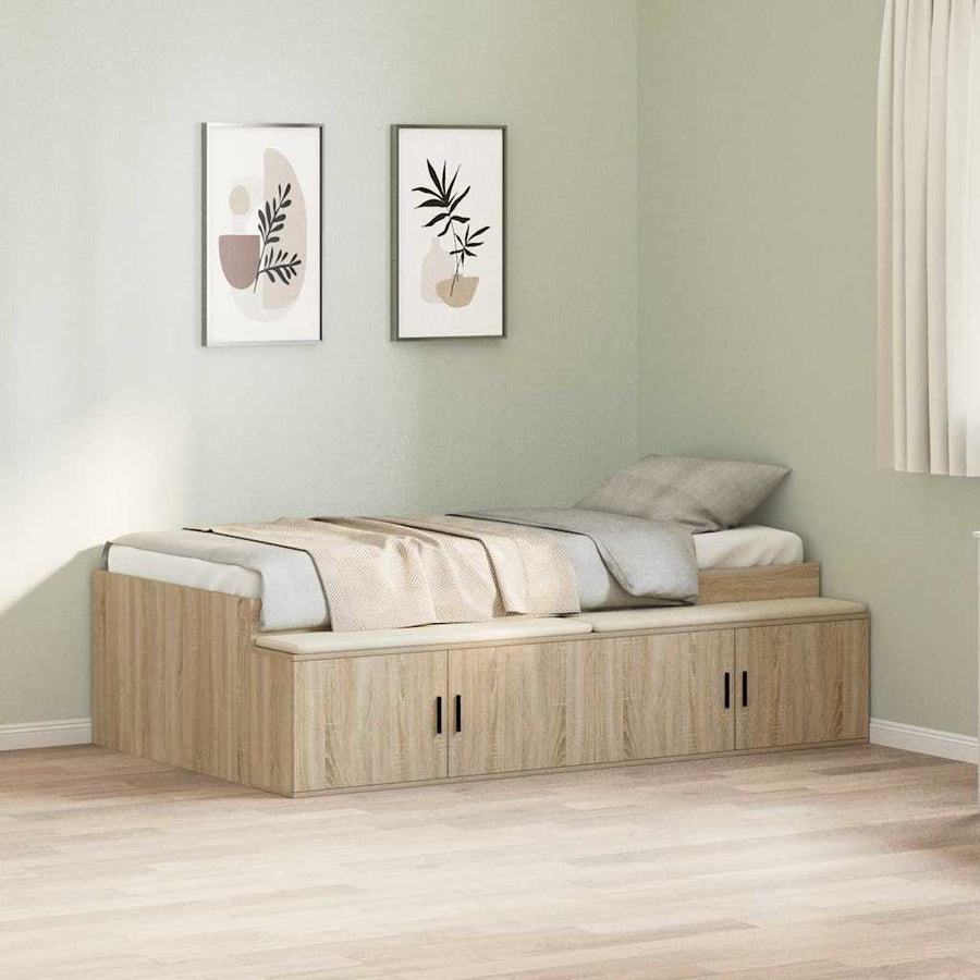 Bedframe met lade Sonoma Eiken 90 x 190 cm Bewerkt hout