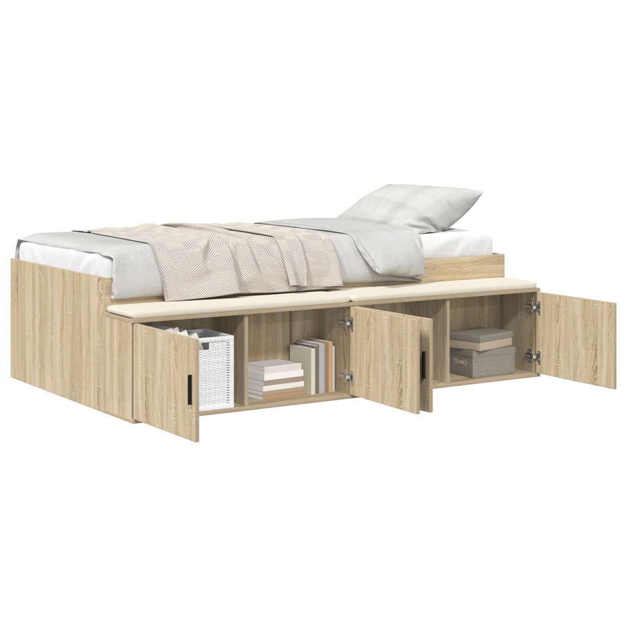 Bedframe met lade Sonoma Eiken 90 x 190 cm Bewerkt hout