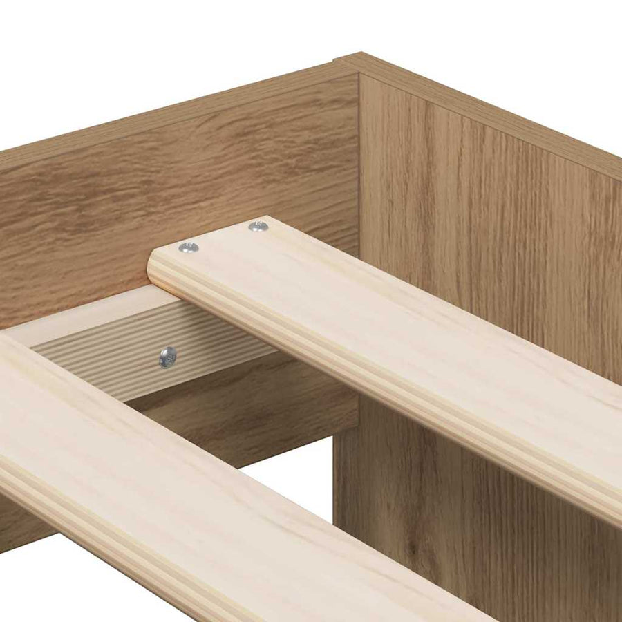 Bedframe Met Lade Artisan Eiken Bewerkt Hout artisanaal eikenkleurig