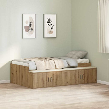 Bedframe Met Lade Artisan Eiken Bewerkt Hout artisanaal eikenkleurig