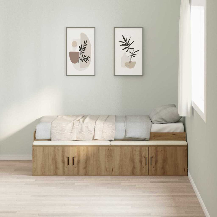 Bedframe Met Lade Artisan Eiken Bewerkt Hout artisanaal eikenkleurig