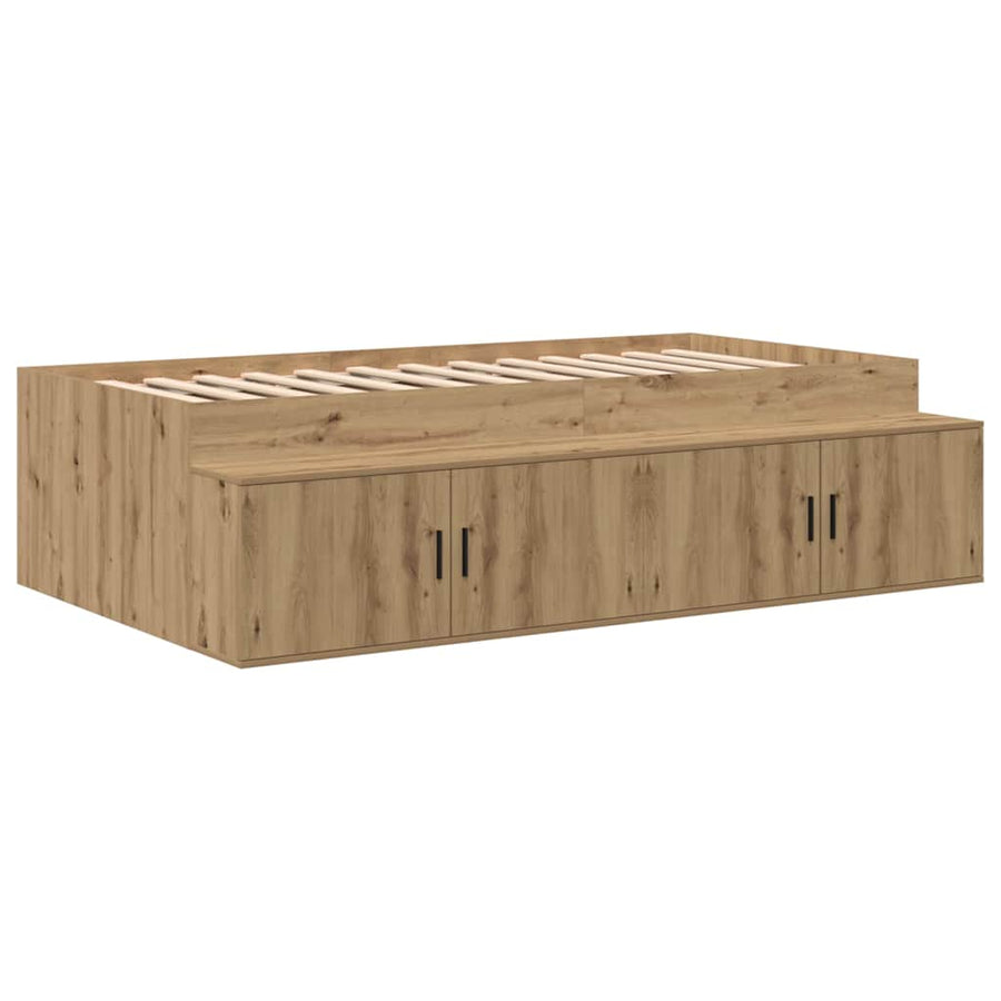 Bedframe Met Lade Artisan Eiken Bewerkt Hout artisanaal eikenkleurig