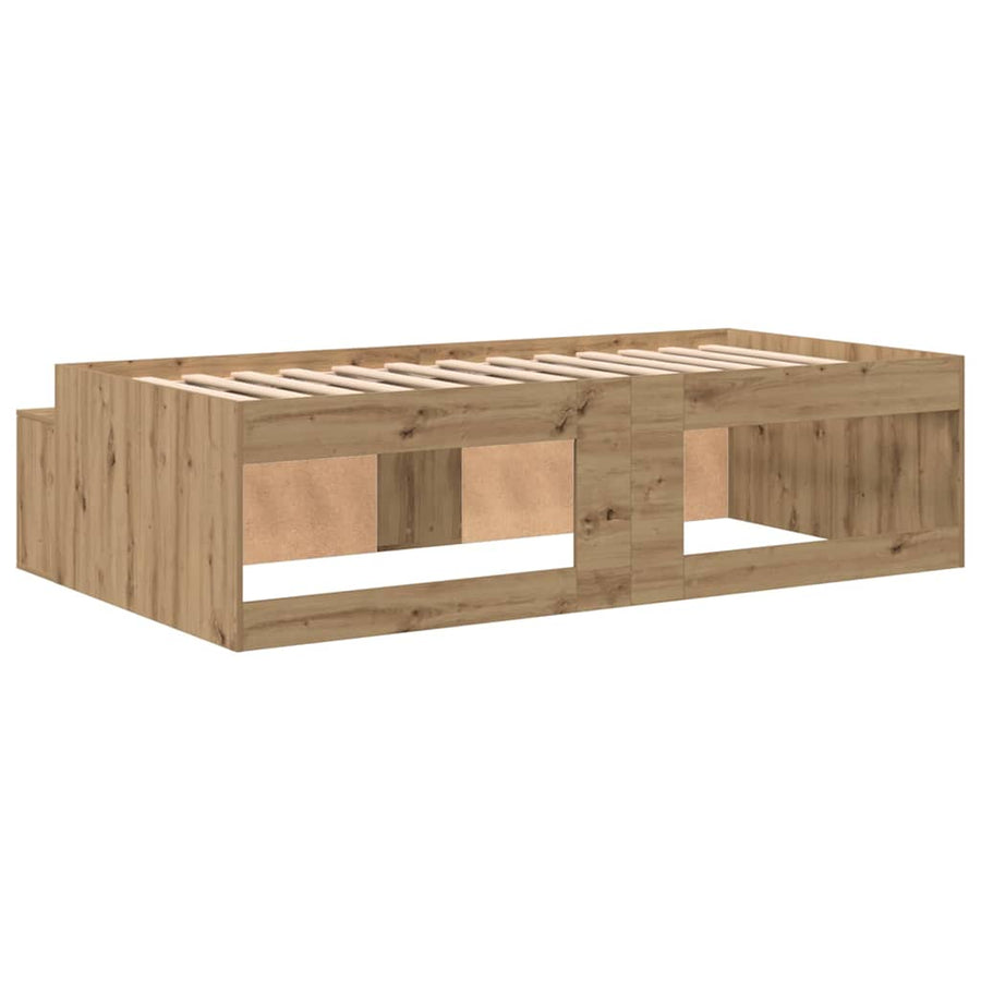 Bedframe Met Lade Artisan Eiken Bewerkt Hout artisanaal eikenkleurig