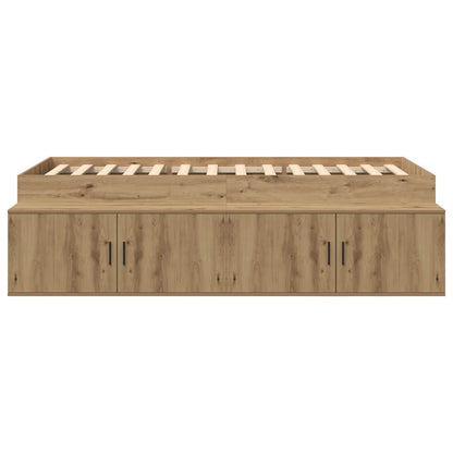Bedframe Met Lade Artisan Eiken Bewerkt Hout artisanaal eikenkleurig