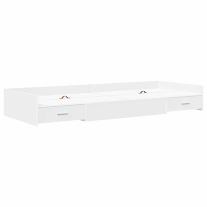 Opbergbedframe met hoofdeinde met lade Wit 100 x 200 cm Bewerkt hout