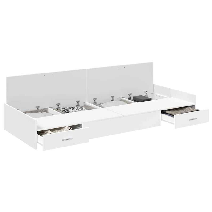 Opbergbedframe met hoofdeinde met lade Wit 100 x 200 cm Bewerkt hout
