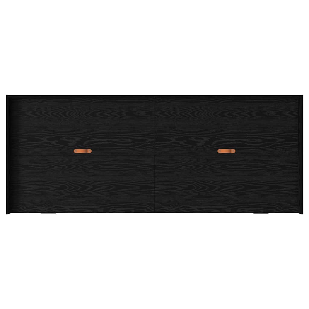 Opbergbedframe met hoofdeinde Zwart Eiken 100 x 200 cm Bewerkt hout