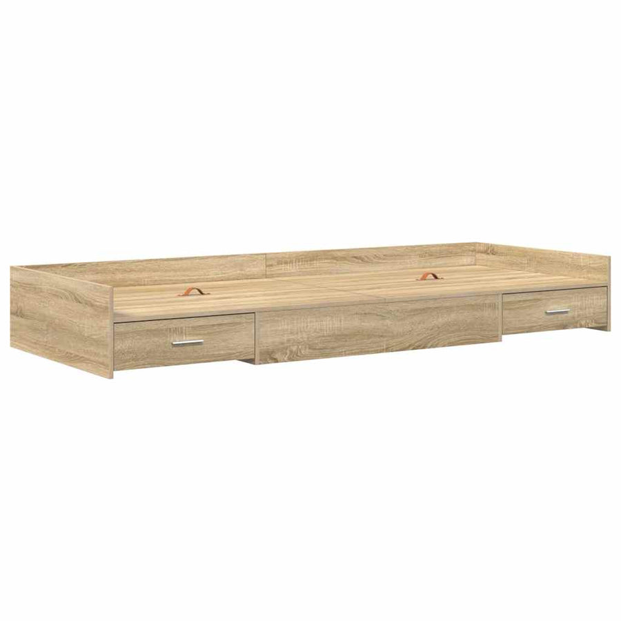 Opbergbedframe met hoofdeinde Sonoma Eiken 100 x 200 cm Bewerkt hout